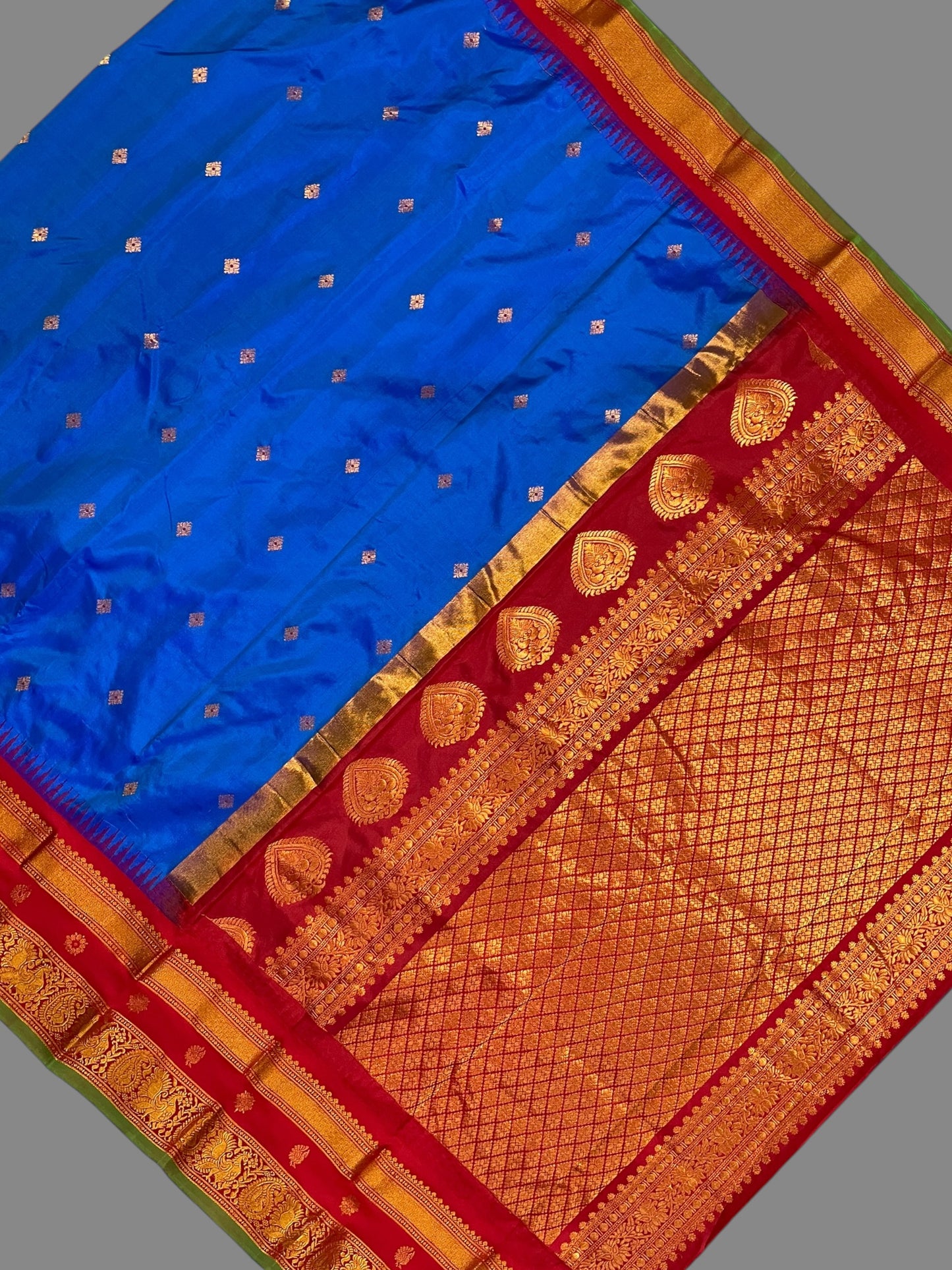 Kanchi Border Butta Saphire Blue Pure Silk Saree