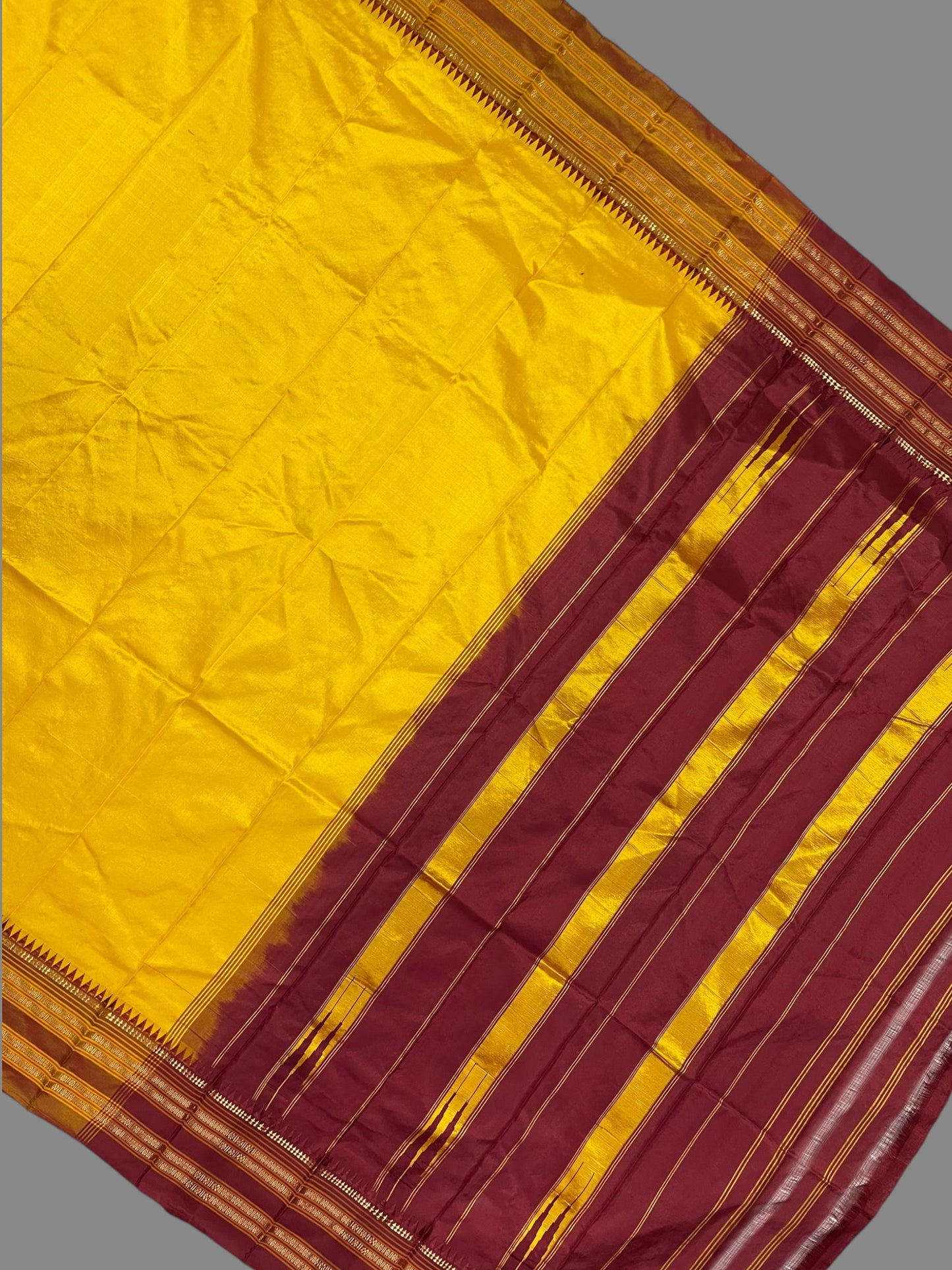 Narayanpet Plain Yellow colour pure Silk Saree