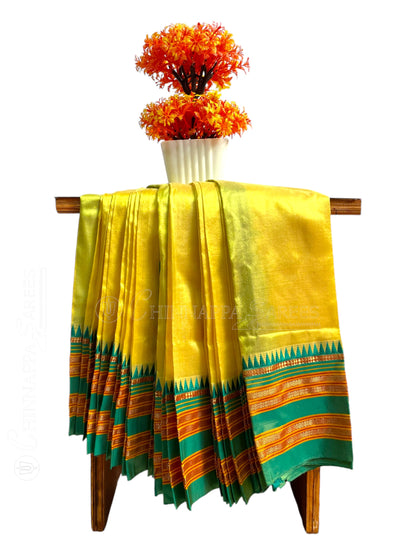 Narayanpet Plain Lemon colour pure Silk Saree