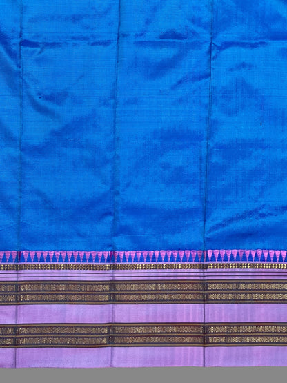 Narayanpet Plain Ananda Blue pure Silk Saree