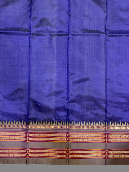 Narayanpet Plain Navy Blue colour pure Silk Saree