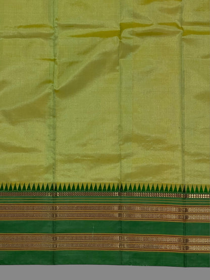 Narayanpet Plain Straw colour pure Silk Saree