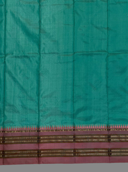 Narayanpet Plain turquoise Colour  pure Silk Saree