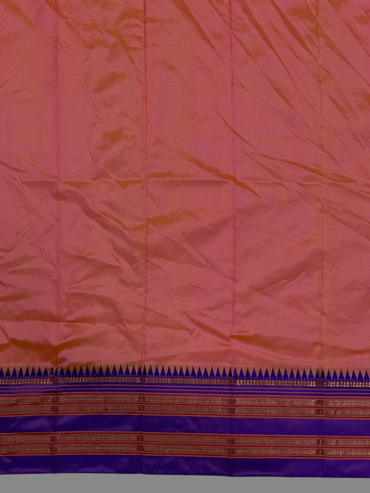 Narayanpet Plain Peach pure Silk Saree