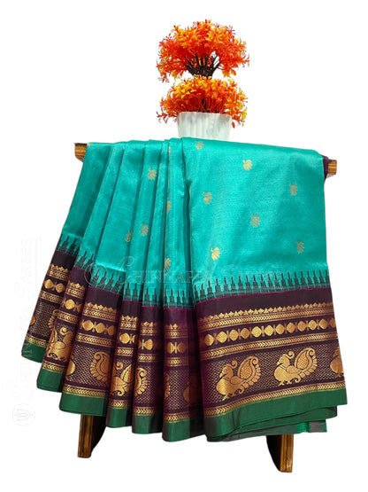 Mahalaxmi Border Light Sea Green Pure Silk Saree