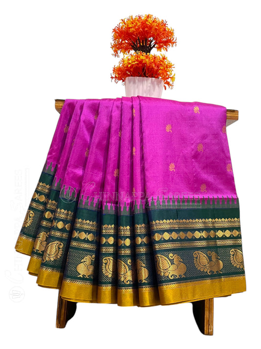 Mahalaxmi Border Magenta Pure Silk Saree