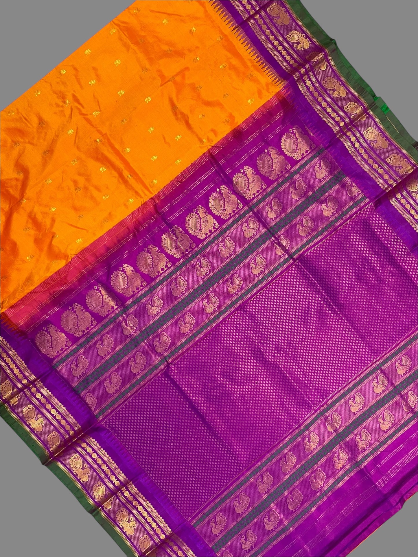 Mahalaxmi Border Orange Pure Silk Saree