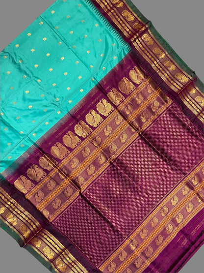 Mahalaxmi Border Light Sea Green Pure Silk Saree