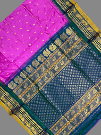 Mahalaxmi Border Magenta Pure Silk Saree