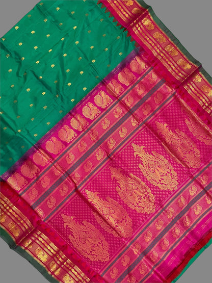 Mahalaxmi Border Green Pure silk Saree