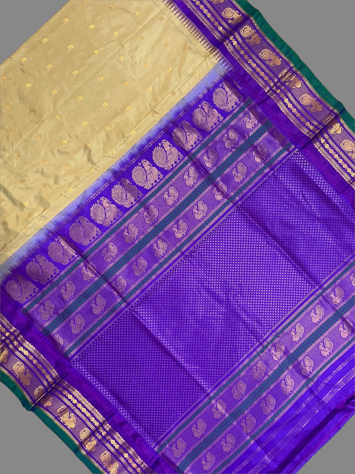 Mahalaxmi Border Walnut Cream Pure Silk Saree