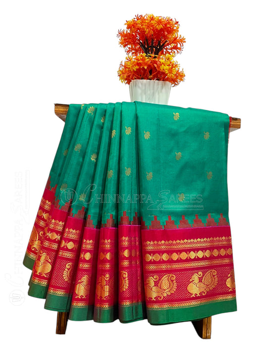 Mahalaxmi Border Green Pure silk Saree