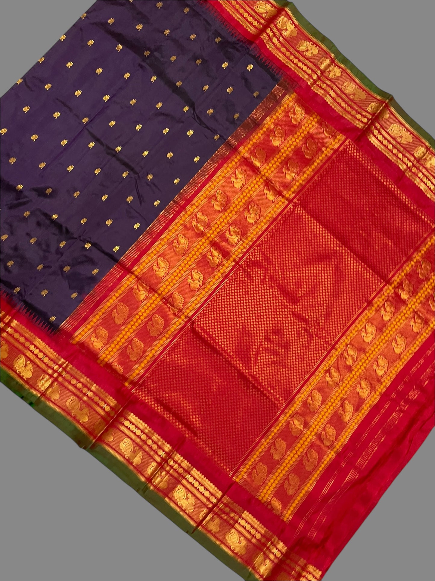 Mahalaxmi Border Dark Purple  Pure Silk Saree