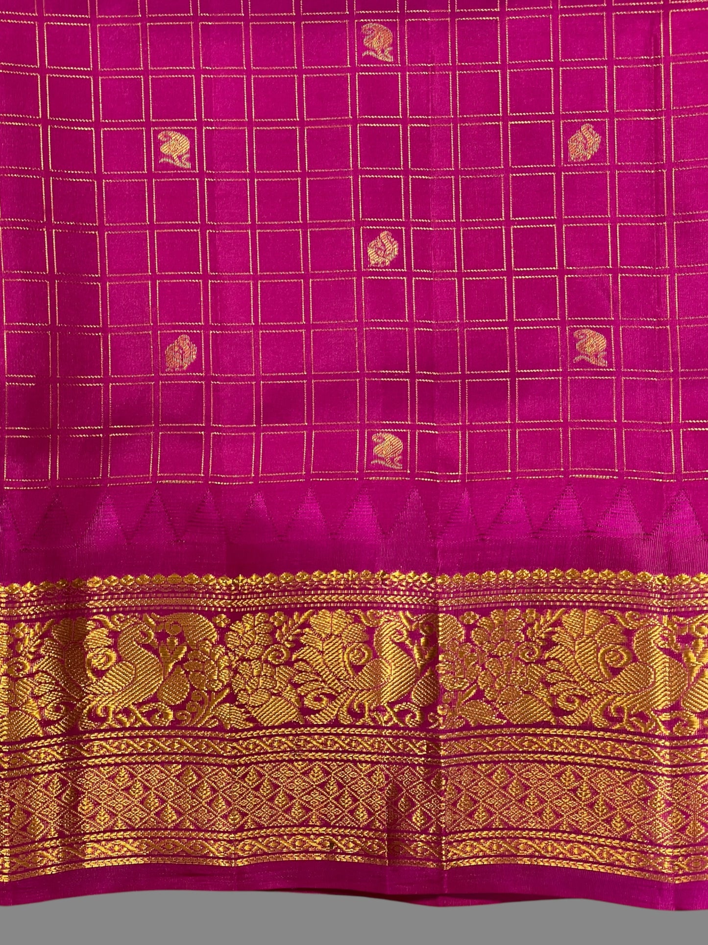 Humsa Big Checks Brown Pure Silk Saree