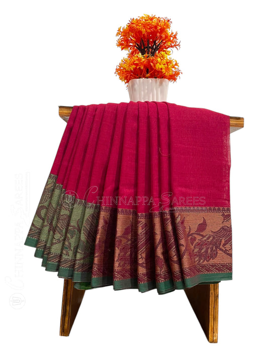 Narayanpet Red Cotton Saree CS335