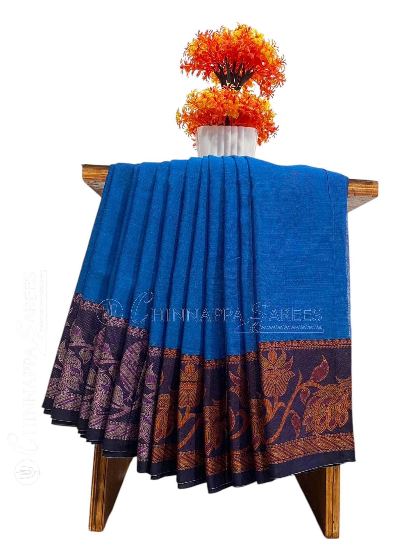 Narayanpet Blue Cotton Saree CS338