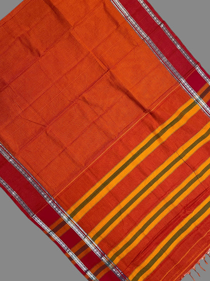 Narayanpet Orange Cotton Saree CS245