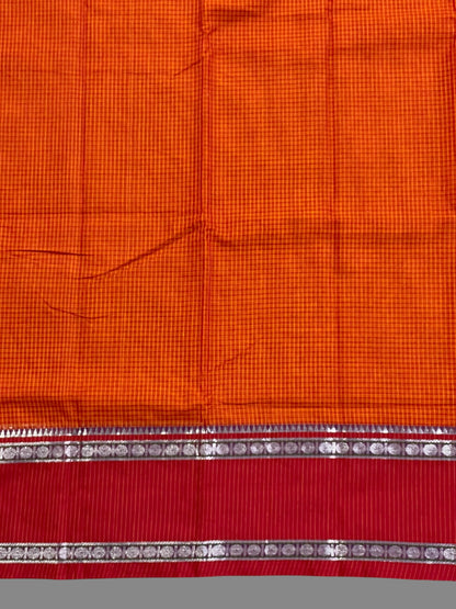 Narayanpet Orange Cotton Saree CS245