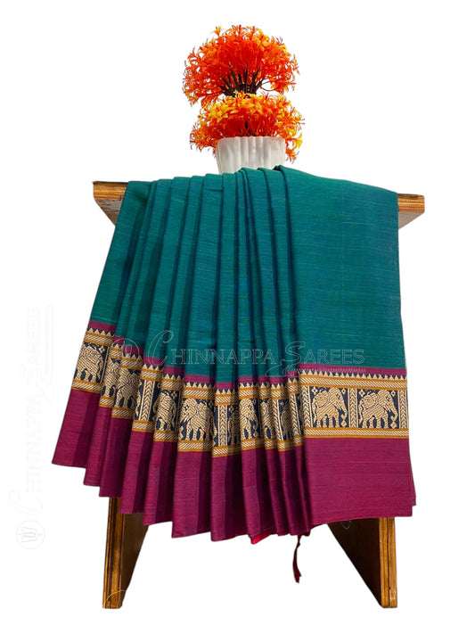 Narayanpet Peacock Blue Cotton Saree CS353