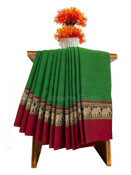 Narayanpet Green Cotton Saree CS345