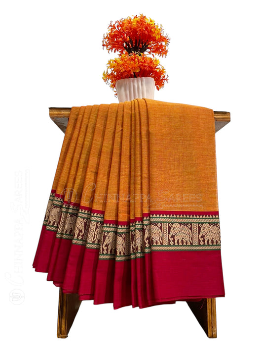 Narayanpet Light Orange Cotton Saree CS349