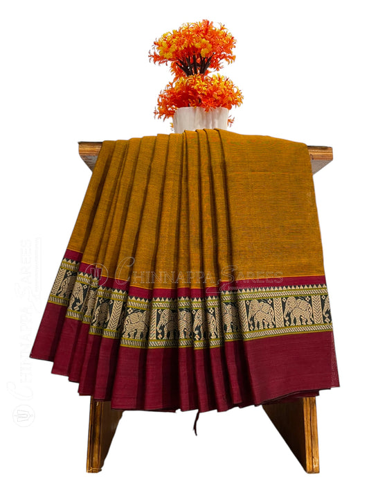 Narayanpet Light Brown Cotton Saree CS355