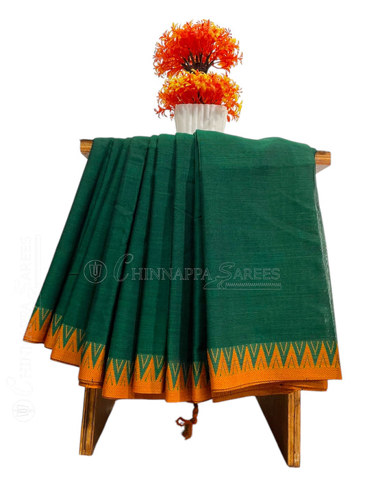 Narayanpet Dark Green Cotton Saree CS368