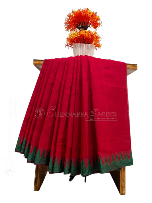 Narayanpet Red Cotton Saree CS359