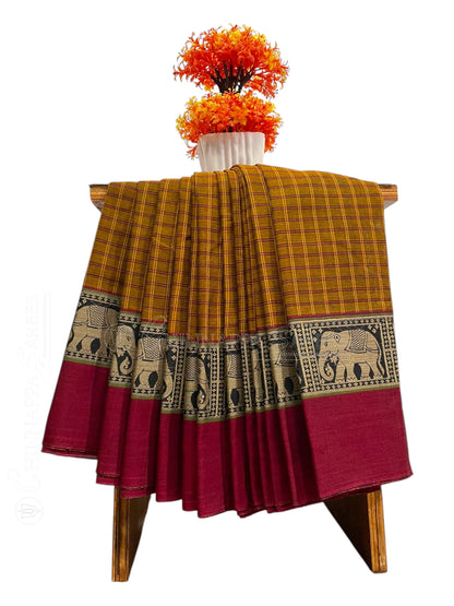 Narayanpet Rust Cotton Saree CS231