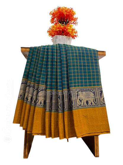 Narayanpet Peacock Blue Cotton Saree CS228