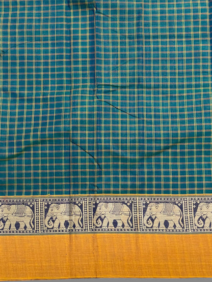 Narayanpet Peacock Blue Cotton Saree CS228