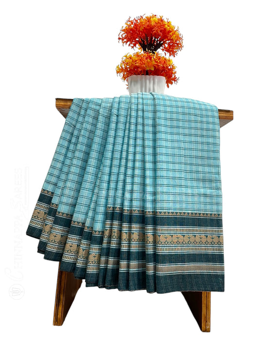 Narayanpet Sky Blue Cotton Saree CS372