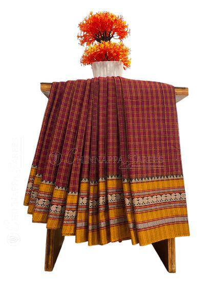 Narayanpet Brown Cotton Saree CS375