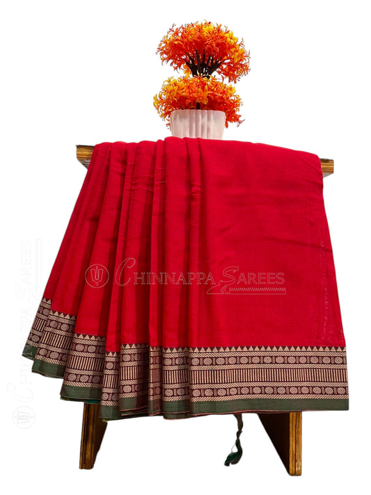 Narayanpet Red Cotton Saree CS380