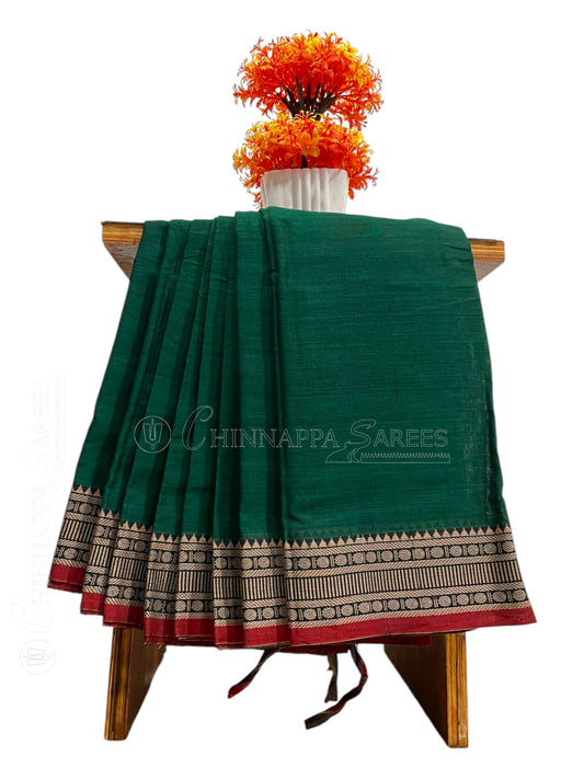 Narayanpet Dark Green Cotton Saree CS381