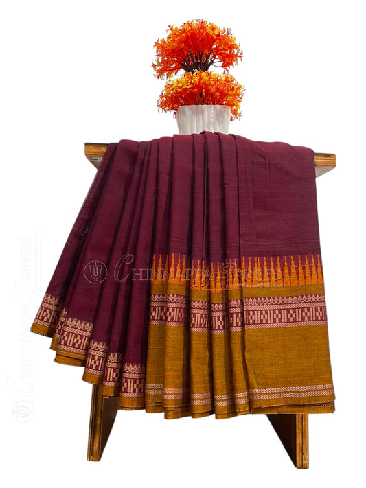 Narayanpet Cotton Brown Saree CS391