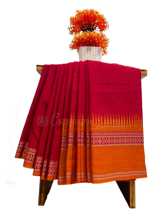 Narayanpet Cotton Red Saree CS392