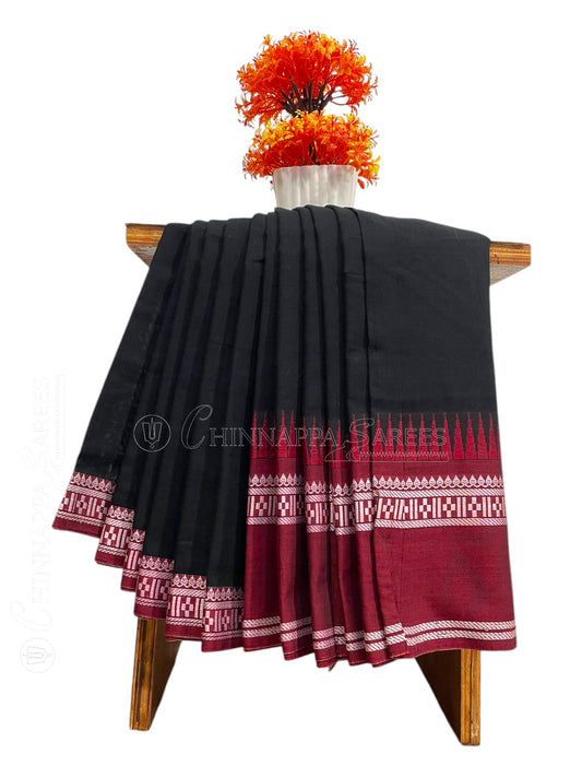 Narayanpet Cotton Black Saree CS393