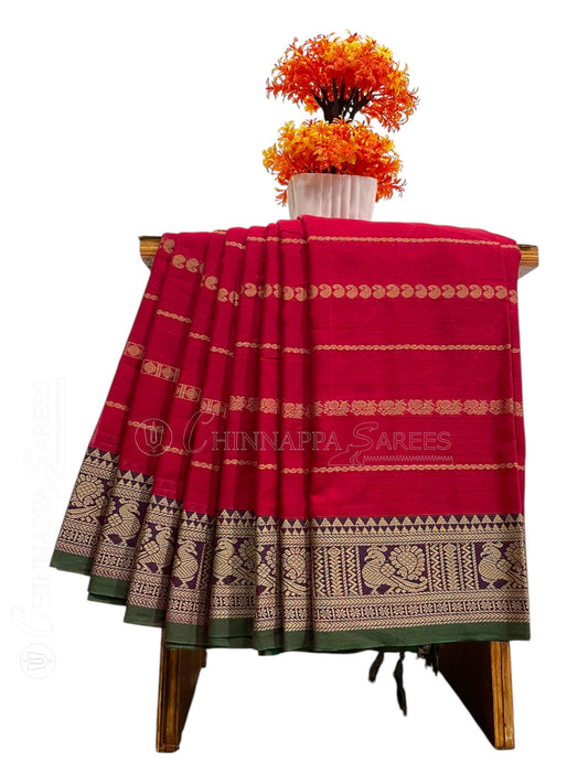 Narayanpet Cotton Red Saree CS394