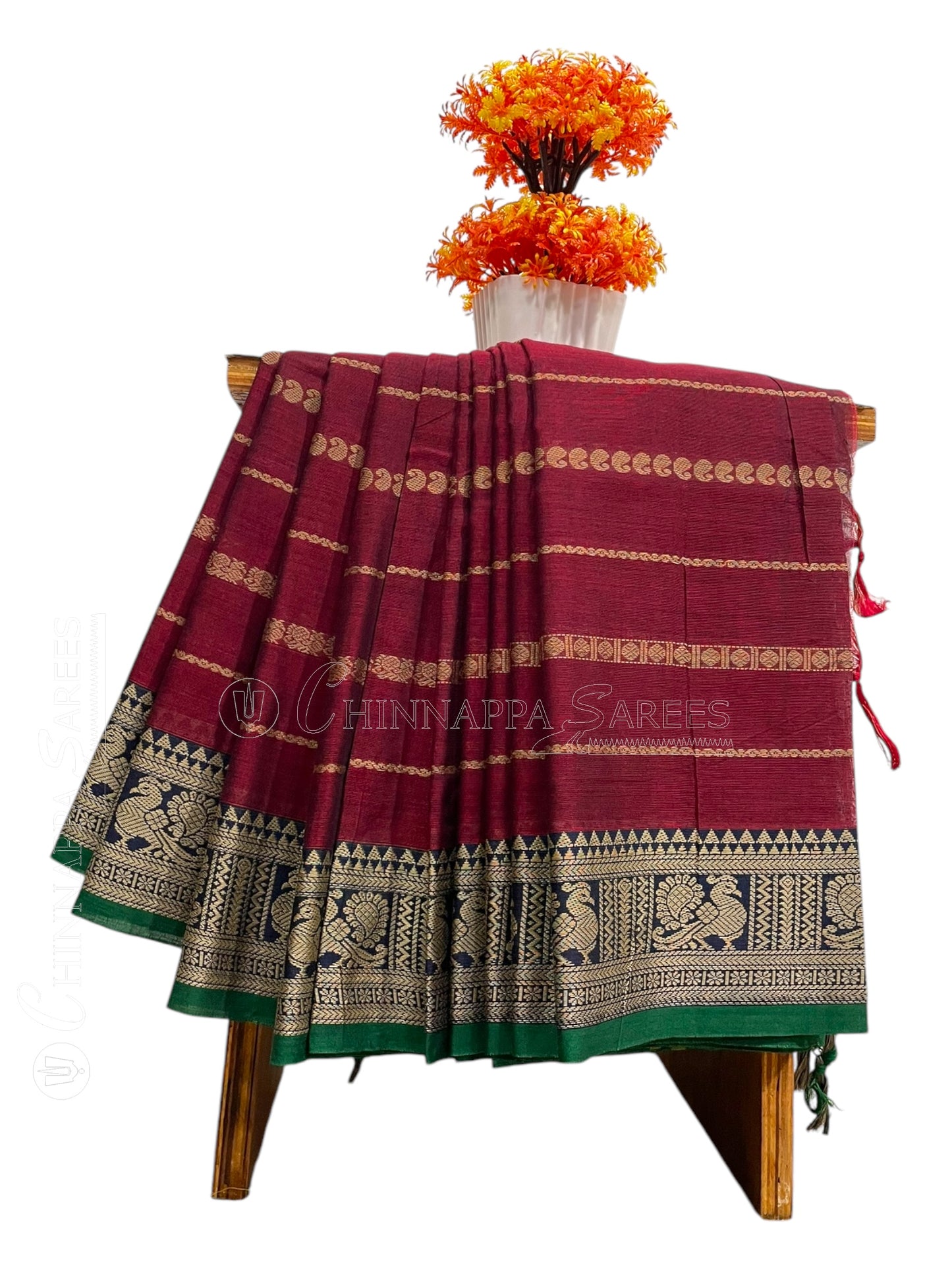 Narayanpet Cotton Brown  Saree CS398