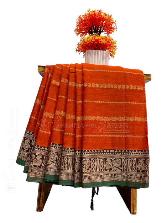 Narayanpet Cotton Orange Saree CS396