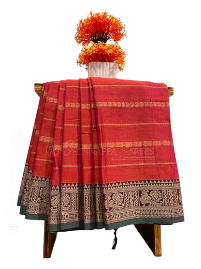 Narayanpet Cotton Peach Saree CS399