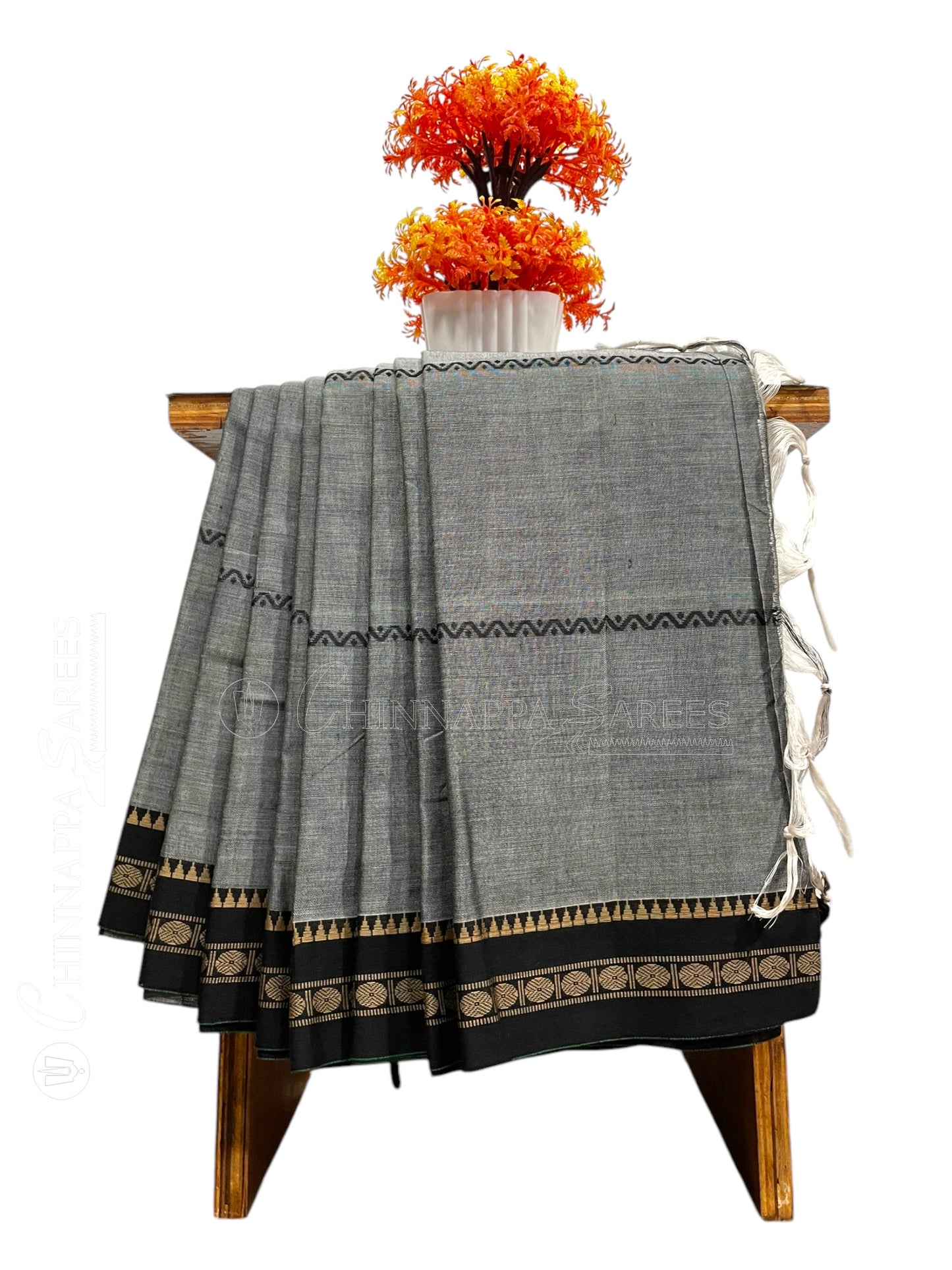 Narayanpet Cotton Grey Saree CS409