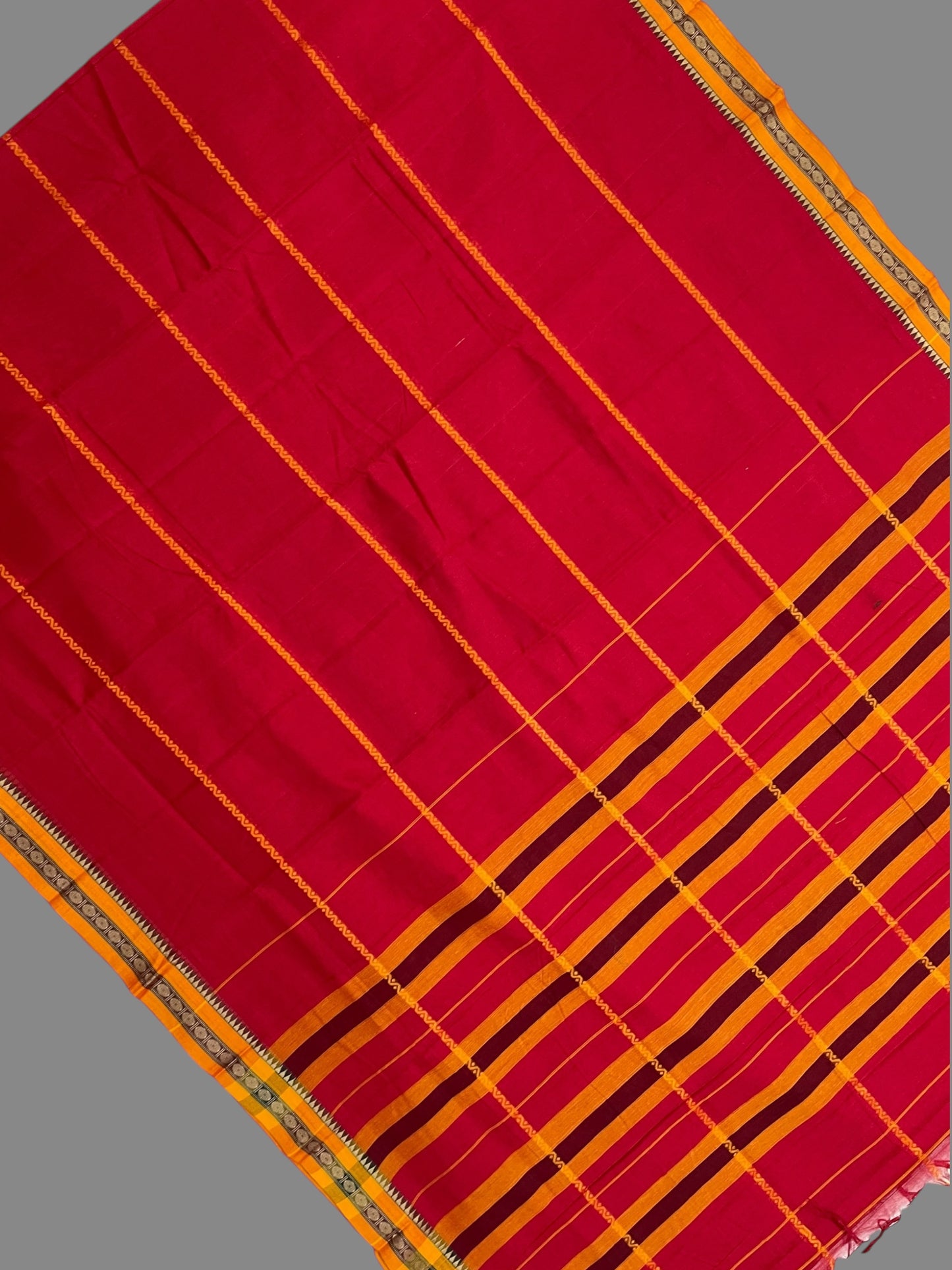 Narayanpet Cotton Red  Saree CS404