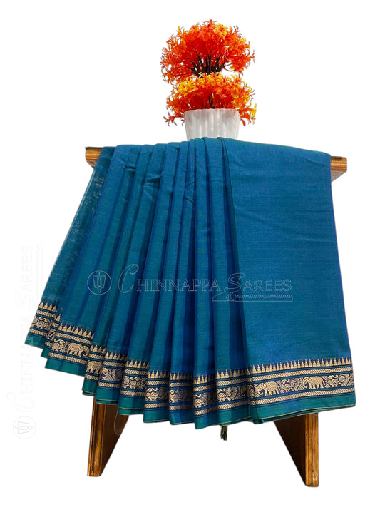 Narayanpet Cotton Ananda Blue Saree CS410