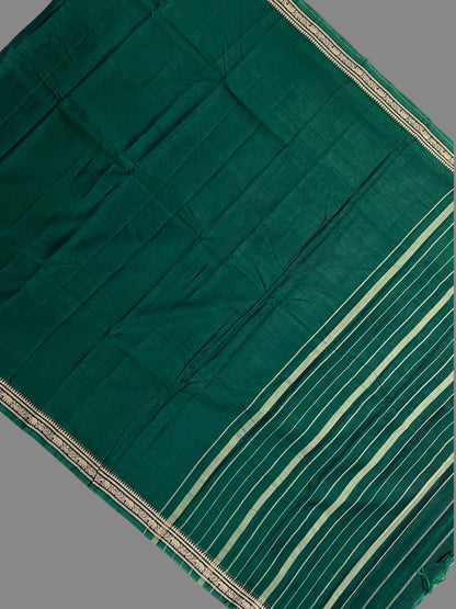 Narayanpet Cotton Dark Green Saree CS411