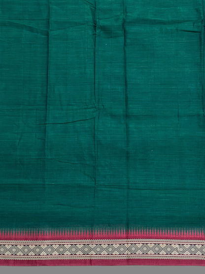 Narayanpet Cotton Dark Green Saree CS416