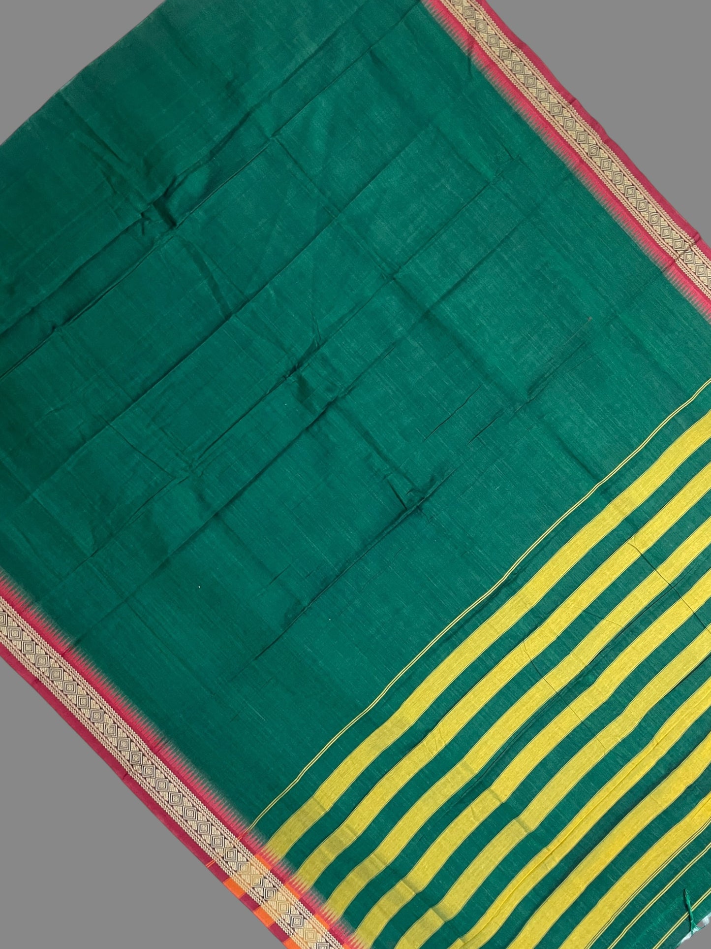 Narayanpet Cotton Dark Green Saree CS416