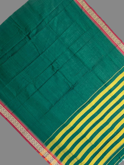 Narayanpet Cotton Dark Green Saree CS416