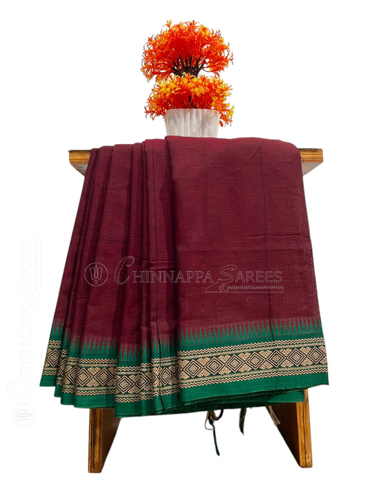 Narayanpet Cotton Brown Saree CS418